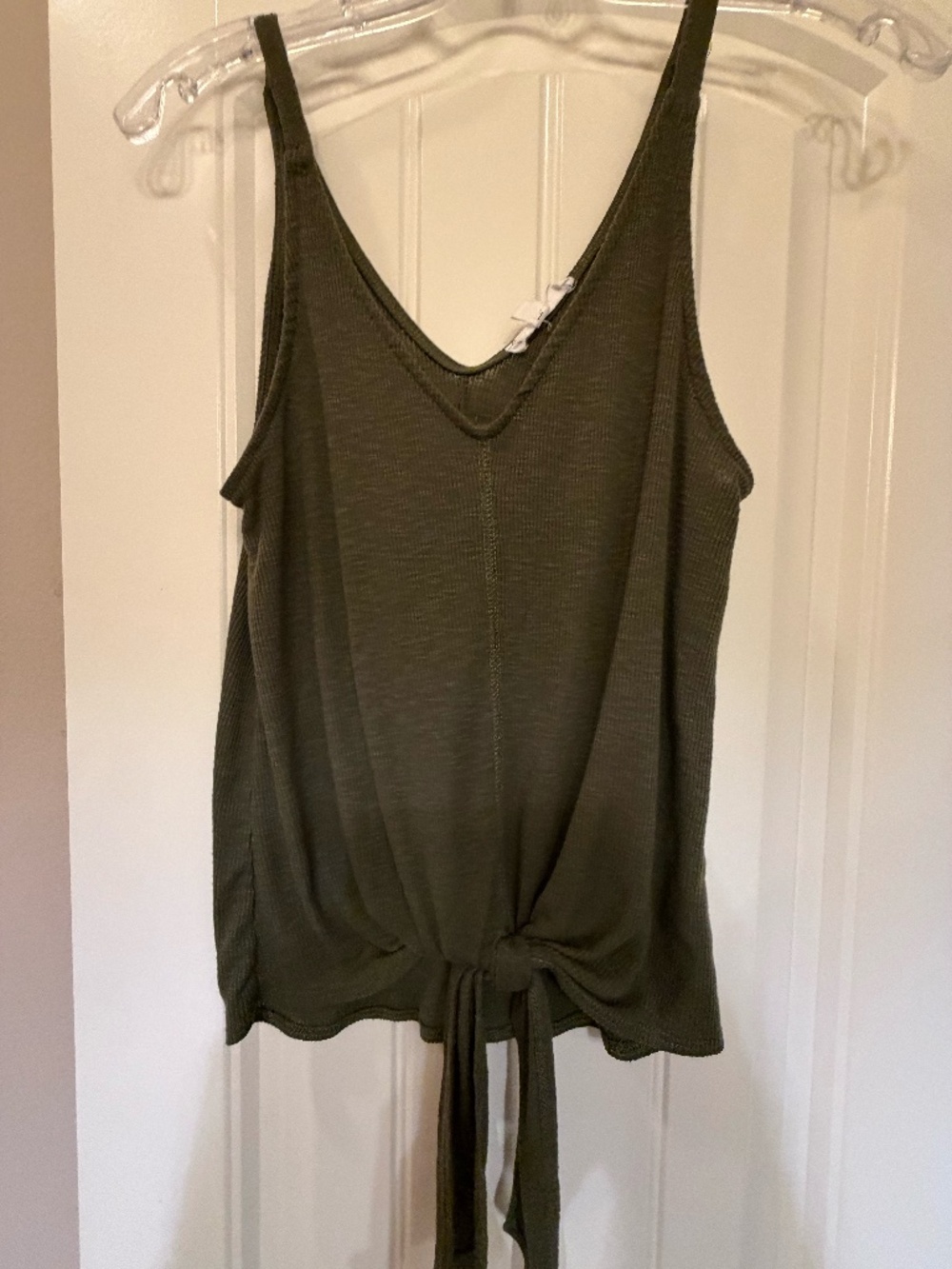 Olive Green Tank w/Tie Detail
